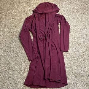 Gaia Conceptions Hooded Simplicity Cardigan, Medium, Raisin Hemp Sustainable EUC